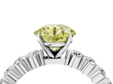 White gold Fancy Yellow Round  Diamond Pavé Band Solitaire with Four-Prong Setting_4