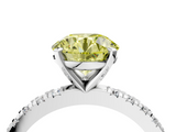 White gold Fancy Yellow Round  Diamond Pavé Band Solitaire with Four-Prong Setting_4