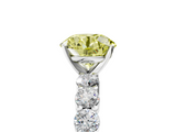 White gold Fancy Yellow Round  Diamond Pavé Band Solitaire with Four-Prong Setting_5