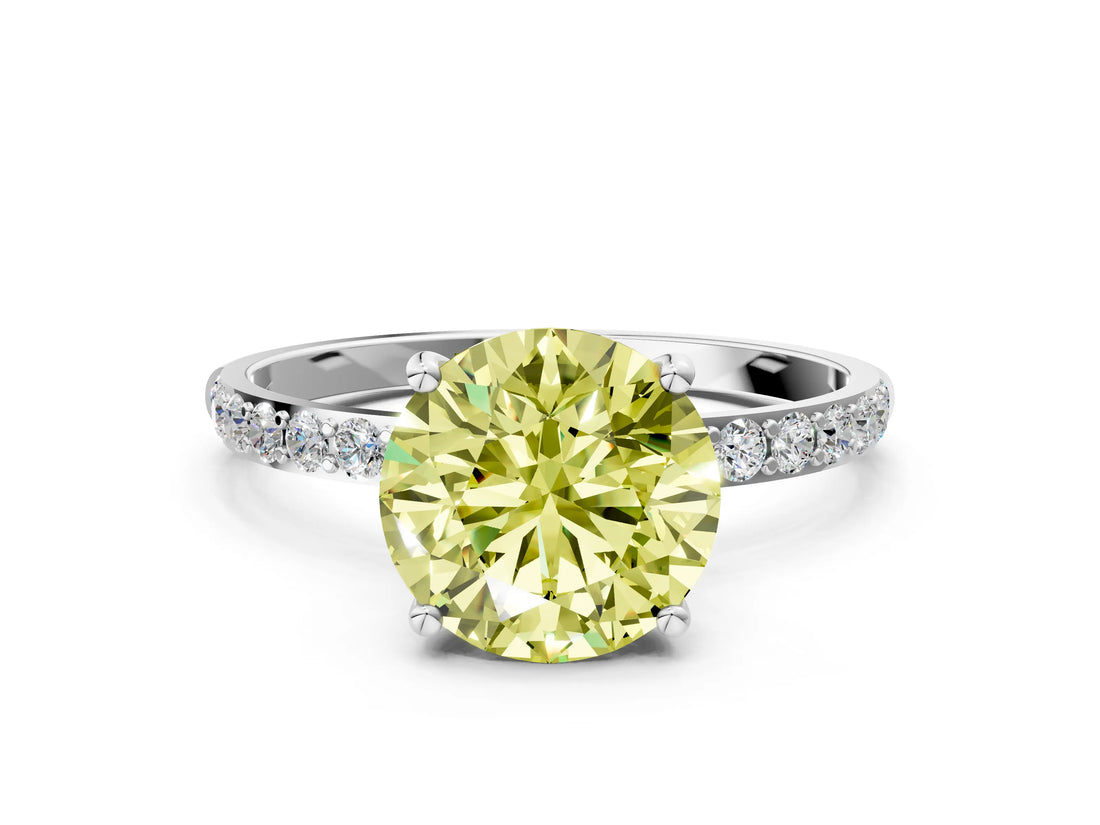 White gold Fancy Yellow Round  Diamond Pavé Band with Six-Prong Setting_27