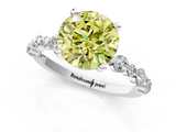 White gold Fancy Yellow Round  Diamond Prong Set Engagement Ring with Pave Band_1