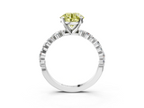 White gold Fancy Yellow Round  Diamond Prong Set Engagement Ring with Pave Band_3