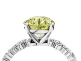 White gold Fancy Yellow Round  Diamond Prong Set Engagement Ring with Pave Band_4