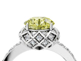 White gold Fancy Yellow Round  Diamond Solitaire Ring with Shared Prong Pavé Band_16