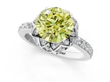 White gold Fancy Yellow Round  Diamond Solitaire Ring with Shared Prong Pavé Band_78