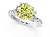 White gold Fancy Yellow Round  Diamond Three-Stone Pave Band with Four-Prong Setting_1