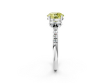 White gold Fancy Yellow Round  Diamond Three-Stone Pave Band with Four-Prong Setting_2