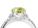 White gold Fancy Yellow Round  Diamond Three-Stone Pave Band with Four-Prong Setting_4