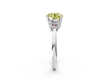 White gold Fancy Yellow Round  Diamond Three-Stone Ring with Trapezoid Side Stones and Prong Setting_2