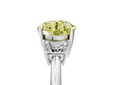 White gold Fancy Yellow Round  Diamond Three-Stone Ring with Trapezoid Side Stones and Prong Setting_5