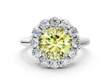 White gold Fancy Yellow Round  Halo Cluster Diamond Engagement Ring with Prong Setting and Polished Band_63
