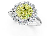 White gold Fancy Yellow Round  Halo Cluster Diamond Engagement Ring with Prong Setting and Polished Band_64