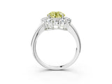 White gold Fancy Yellow Round  Halo Cluster Diamond Engagement Ring with Prong Setting and Polished Band_66