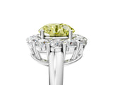 White gold Fancy Yellow Round  Halo Cluster Diamond Engagement Ring with Prong Setting and Polished Band_68