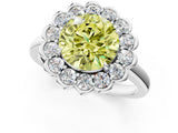 White gold Fancy Yellow Round  Halo Cluster Diamond Engagement Ring with Solitaire Band and Prong Setting_65