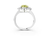 White gold Fancy Yellow Round  Halo Cluster Diamond Engagement Ring with Solitaire Band and Prong Setting_67