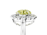 White gold Fancy Yellow Round  Halo Cluster Diamond Engagement Ring with Solitaire Band and Prong Setting_69