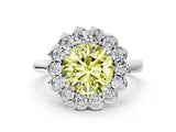 White gold Fancy Yellow Round  Halo Cluster Diamond Engagement Ring with Solitaire Band and Prong Setting_71