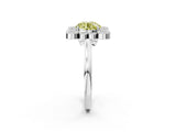 White gold Fancy Yellow Round  Halo Diamond Cluster Engagement Ring with Milgrain Bezel Setting and Solitaire Band_29