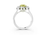 White gold Fancy Yellow Round  Halo Diamond Cluster Engagement Ring with Milgrain Bezel Setting and Solitaire Band_30