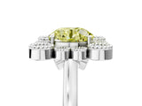 White gold Fancy Yellow Round  Halo Diamond Cluster Engagement Ring with Milgrain Bezel Setting and Solitaire Band_32