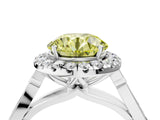 White gold Fancy Yellow Round  Halo Diamond Engagement Ring with Filigree Band and Four-Prong Setting_143