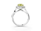 White gold Fancy Yellow Round  Halo Diamond Engagement Ring with Filigree Band and Four-Prong Setting_144