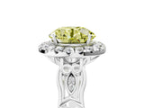 White gold Fancy Yellow Round  Halo Diamond Engagement Ring with Filigree Band and Four-Prong Setting_146