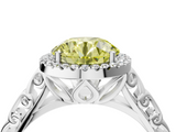 White gold Fancy Yellow Round  Halo Diamond Engagement Ring with Intricate Filigree Band and Four-Prong Setting_4