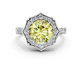 White gold Fancy Yellow Round  Halo Diamond Engagement Ring with Milgrain Band and Four-Prong Setting_29