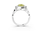 White gold Fancy Yellow Round  Halo Diamond Engagement Ring with Milgrain Band and Four-Prong Setting_32