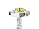 White gold Fancy Yellow Round  Halo Diamond Engagement Ring with Milgrain Band and Four-Prong Setting_34