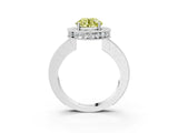 White gold Fancy Yellow Round  Halo Diamond Engagement Ring with Milgrain Pave Band and Four-Prong Setting_114