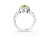 White gold Fancy Yellow Round  Halo Diamond Engagement Ring with Pavé Band and Four-Prong Setting_66