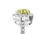 White gold Fancy Yellow Round  Halo Diamond Engagement Ring with Pavé Band and Four-Prong Setting_68