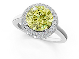 White gold Fancy Yellow Round  Halo Diamond Engagement Ring with Solitaire Band and Four-Prong Setting_1