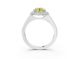 White gold Fancy Yellow Round  Halo Diamond Engagement Ring with Solitaire Band and Four-Prong Setting_3