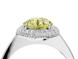White gold Fancy Yellow Round  Halo Diamond Engagement Ring with Solitaire Band and Four-Prong Setting_4