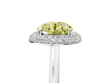 White gold Fancy Yellow Round  Halo Diamond Engagement Ring with Solitaire Band and Four-Prong Setting_5
