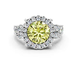 White gold Fancy Yellow Round  Halo Diamond Engagement Ring with Split Shank and Four-Prong Setting_35