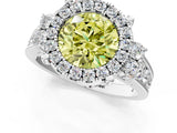 White gold Fancy Yellow Round  Halo Diamond Engagement Ring with Split Shank and Four-Prong Setting_36