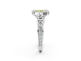 White gold Fancy Yellow Round  Halo Diamond Engagement Ring with Split Shank and Four-Prong Setting_37