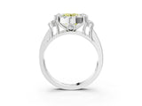 White gold Fancy Yellow Round  Halo Diamond Engagement Ring with Split Shank and Four-Prong Setting_38