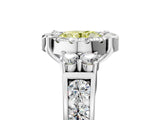 White gold Fancy Yellow Round  Halo Diamond Engagement Ring with Split Shank and Four-Prong Setting_40