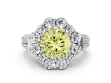 White gold Fancy Yellow Round  Halo Diamond Engagement Ring with Split Shank and Prong Setting_30