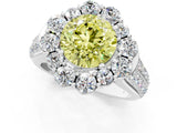 White gold Fancy Yellow Round  Halo Diamond Engagement Ring with Split Shank and Prong Setting_30