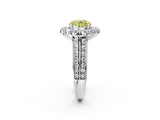 White gold Fancy Yellow Round  Halo Diamond Engagement Ring with Split Shank and Prong Setting_31