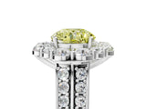 White gold Fancy Yellow Round  Halo Diamond Engagement Ring with Split Shank and Prong Setting_35