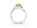 White gold Fancy Yellow Round  Halo Diamond Engagement Ring with Twisted Band and Four-Prong Setting 3