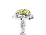 White gold Fancy Yellow Round  Halo Diamond Engagement Ring with Twisted Band and Four-Prong Setting 5